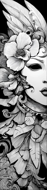 Free angel bookmark to color featuring face of an angel with leaves